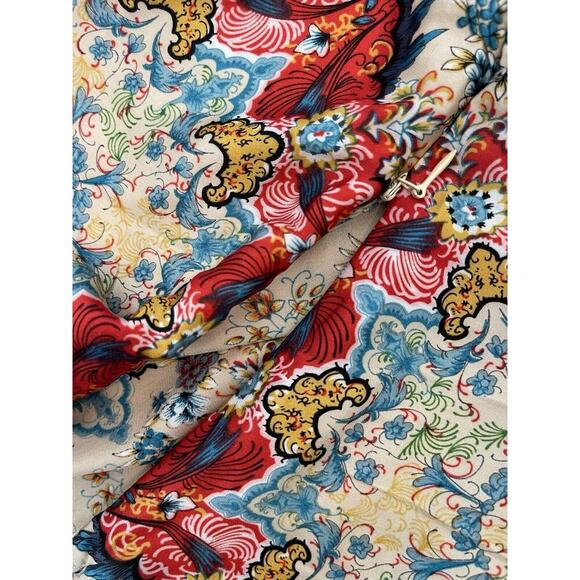 KAS New York for Anthropologie Size 12 Satin Floral Dolman Sleeve Boho Top - Picture 5 of 8